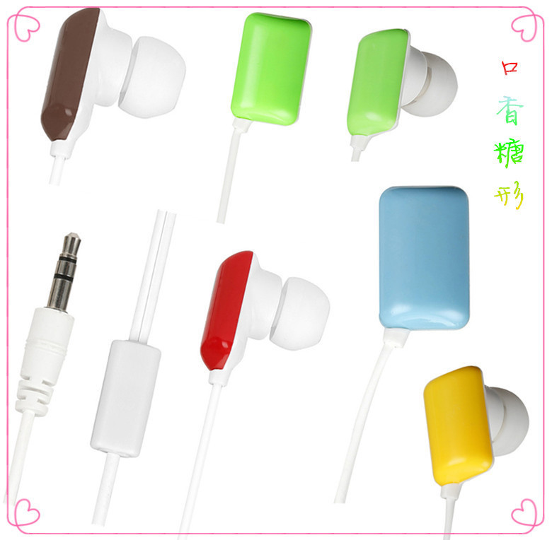 Promotional YS in-ear rainbow color headphones Gum-shaped macaron red yellow green blue brown optional