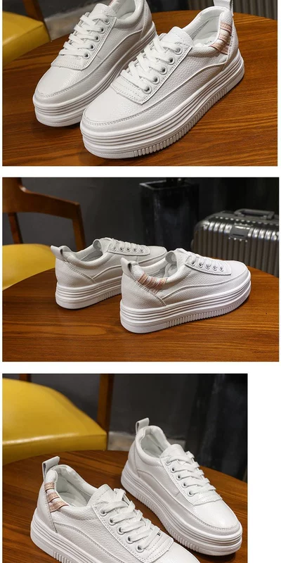 Giày trắng nhỏ nữ 2018 mới đế bằng da đế giày vải nữ phiên bản Hàn Quốc của những cô nàng ngông cuồng giày dày đế bằng