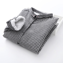 Gush shirt woman 2021 Winter new small frescoed cover shirt 100 hitch lattice thickened lamb hairy undershirt