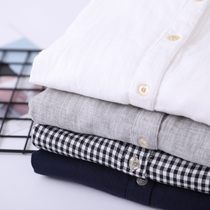 Medium and long double cotton yarn white shirt womens spring new literary cotton solid color shirt loose long-sleeved base shirt