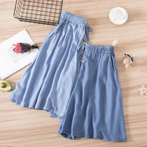 Tencel Denim Shorts Woman Dress Spring Summer Thin Dress Pants Han Fan Loose Slim Fit Slim Tight Waist Large Code Broadleg 50% Pants