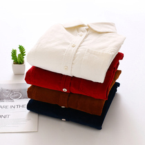 Corduroy shirt womens 2021 spring new small fresh long-sleeved shirt womens casual velvet thickened base shirt