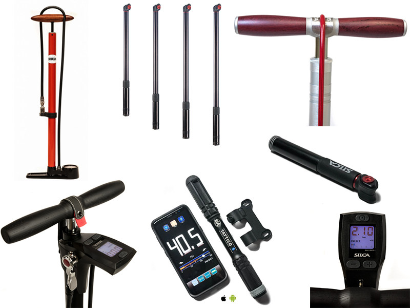 Silca bike shop home with floor upright portable Bluetooth digital display inflator CO2 closed wheel conversion nozzle