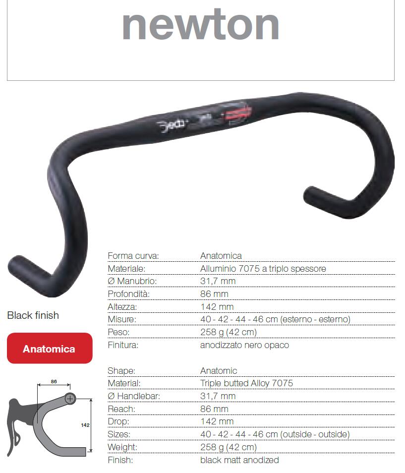 42cm Black Matt Anodized Deda Zero 100 Shallow Handlebar