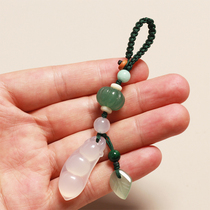 Car keychain pendant jade chalcedony onyx four seasons luck bean good luck peace mobile phone pendant high-end creative men and women