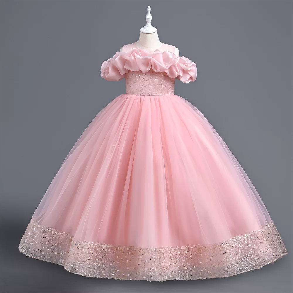 Для девочек 4–10 лет формальный наряд вечернее платье с пайетками для свадьбы