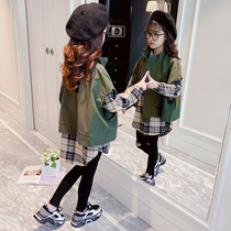 Girls  autumn suit 2021 new small incense style sub-shirt medium and large virgin girl vest three-piece set tide