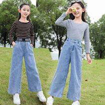 5 girls Autumn wear wide leg pants set 2020 new 6 little girls 7 foreign Style 8 loose 9 middle and big children 10 tide 12