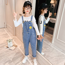 Female childrens clothing spring denim strap set 2021 New Net Red children big girl 12 spring style 15 years old