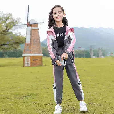 Girls Spring and Autumn Set 11 foreign sports 12 children ten years old girls autumn clothes 13 middle and big children 2021 New 15 years old