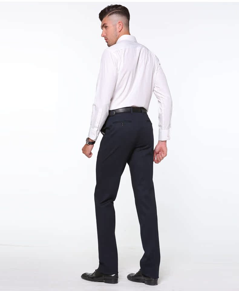 Hai chân mùa thu đông mới quần tây nam Slim Straight kinh doanh chuyên nghiệp phù hợp với quần dày cạp cao quần âu trắng