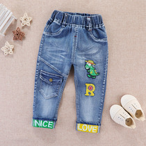 Boy jeans Spring autumn style childlike childrens spring dress Long pants Korean version Body Ocean boy Single pants baby pants