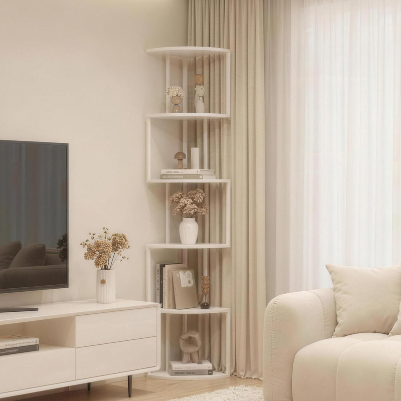 Wrought Iron Bookshelf, Floor-Standing Corner Shelf, Corner Storage Rack, Wall-Side Cabinet, Wall-Mounted Living Room Vertical Narrow Gap Bookcase