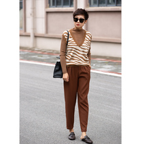 Autumn light color Foreign style and gentle wrinkle-resistant temperament radish casual pants commuter Joker Joker high waist trousers
