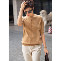 WOW one seamless cashmere sweater class A cashmere pure grade sense round neck half sleeve sweater