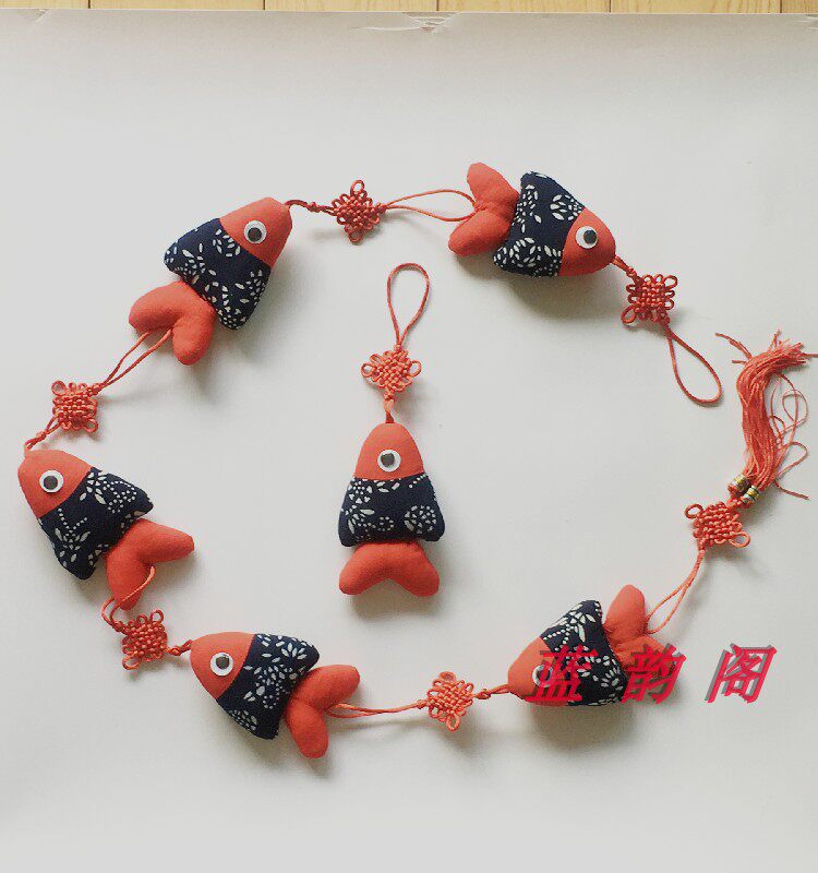 Handcrafted Cloth Art Small Pomfret Fish Hanging Accessories Festive Cloth Art Fish Bag Mobile Phone Hanging Accessories On-board Hanging Decoration Door Curtain Fish