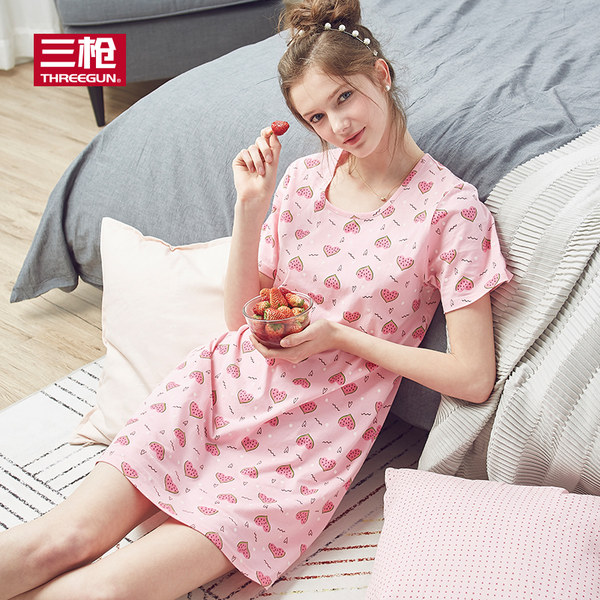 三枪 18年款 纯棉 春夏女式睡裙*2条 聚划算+天猫优惠券折后￥69包邮史低（￥89-20）多款多色可选