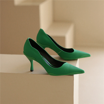 Giant giant comfortable 22 spring and summer new European and American pointed shallow commute temperament High heel small crowdleather single shoe woman