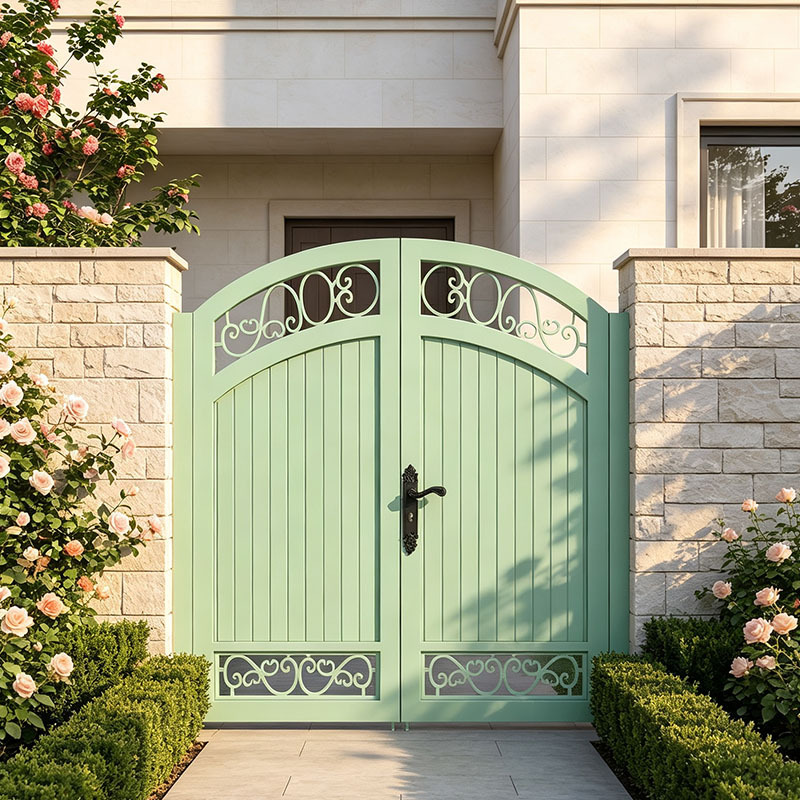 Aluminum Alloy French-Style Garden Door, Villa Courtyard Double-Door Garden Gate, Arched Garden Door for Self-Built Homes