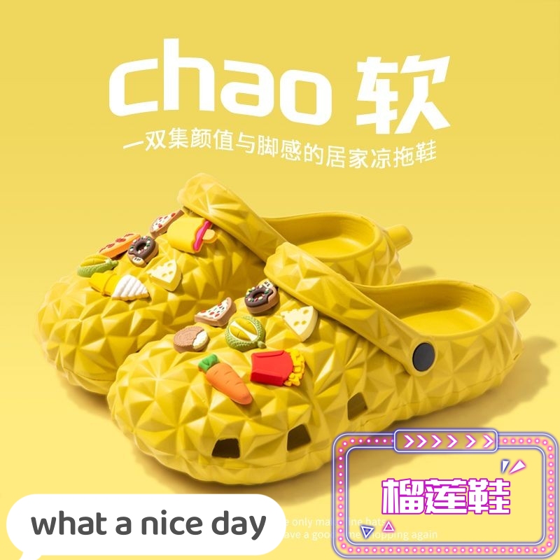 Eva Durian Clog Sandals for Women and Men, Summer Outdoor Wear soft sole Funny Couple Thick-Soled Non-Slip Beach Closed-Toe