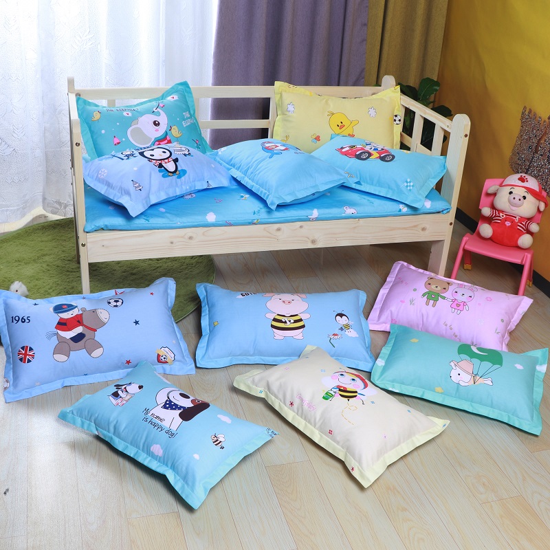 Children's cotton pillow pillowcase baby summer breathable sweat-absorbing kindergarten cute nap four seasons universal pillow core