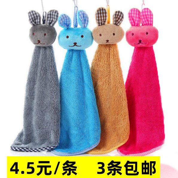 Cartoon hand towel hanging padded coral fleece hand towel kitchen absorbent towel non-oil dish cloth wipe bowl cloth