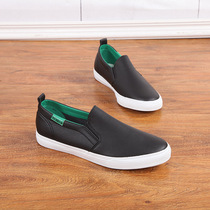 Peoples summer mens shoes leather White shoes pure black loafers canvas shoes a pedal lazy shoes casual white shoes