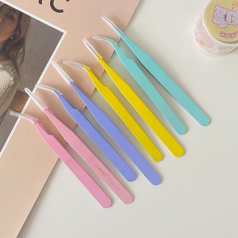 Gentle color Mint green tweezers and paper tape Stickers Collage tool Release paper practical little assistant