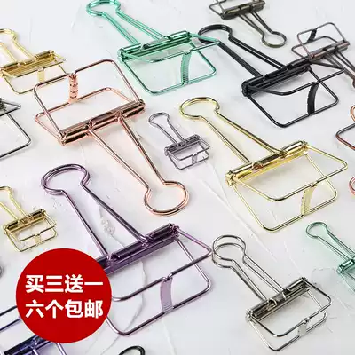 Handbook storage travel notebook literature simple long tail clip clip gold silver mint green