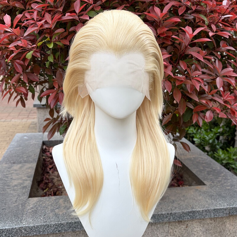 Light Golden Wolf Tail Wig, Three-Point Lace Hand-Crocheted Wig, Mullet Head Cosplay Wig, High-Temperature Fiber in Stock