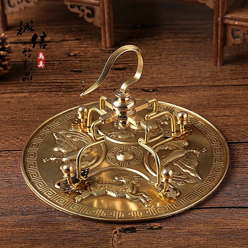 Red Cage Indie BRONZE HOOK FOUR-CLAW BRASS COVER PLATE EMBROIDERED RED SON INDIGO BIRDIE CAGE HOOK BOUTIQUE