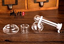 Embroidered glass bowl (transparent indigo drinking water dispenser jade bird small bird jar suit waterfowl cup accessories bird cage)