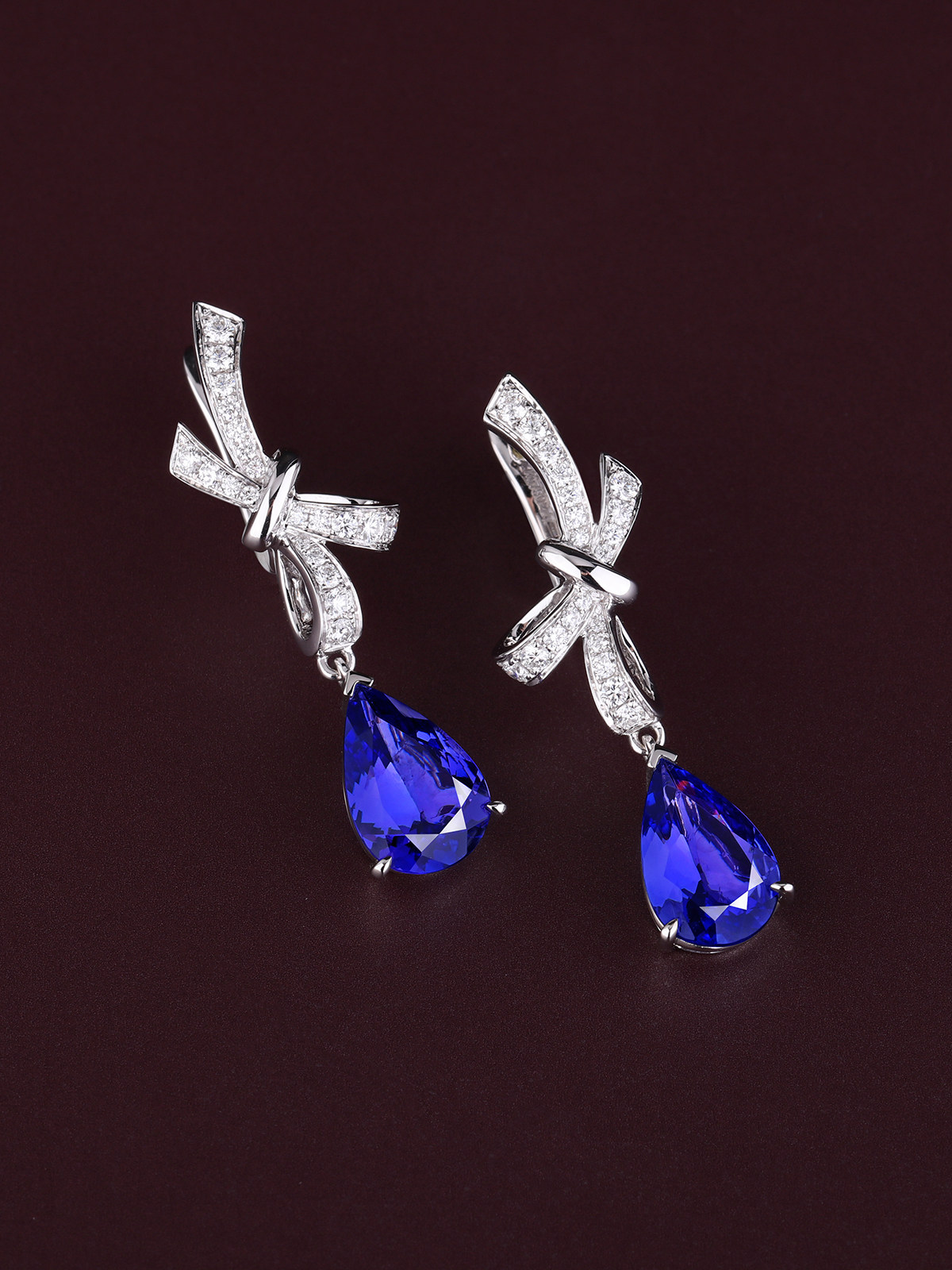 Chinese and Tan Craftsman language(color treasure trend style)Sweetheart romantic French style BD Tanzanite necklace ear ornament set