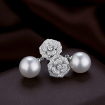 Zhongtan famous watch Diamond strong light round Nanyang pearl pendant earring quality diamond inlaid romantic rose Mark