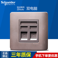 Розетка сетевая LAN 施耐德开关插座开关面板 施耐德轻点系列格调棕 双联电脑信息插座