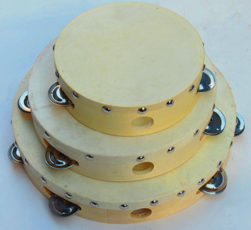 Orff percussion instrument early education music teaching aids 6 8 10 inch children dance log tambourine sheepskin tambourine
