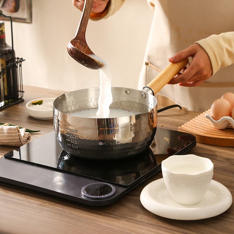 Snow pan stainless steel 304 small milk pot uncoated Japanese instant noodle pot commercial non-stick induction cooker boiled milk pot