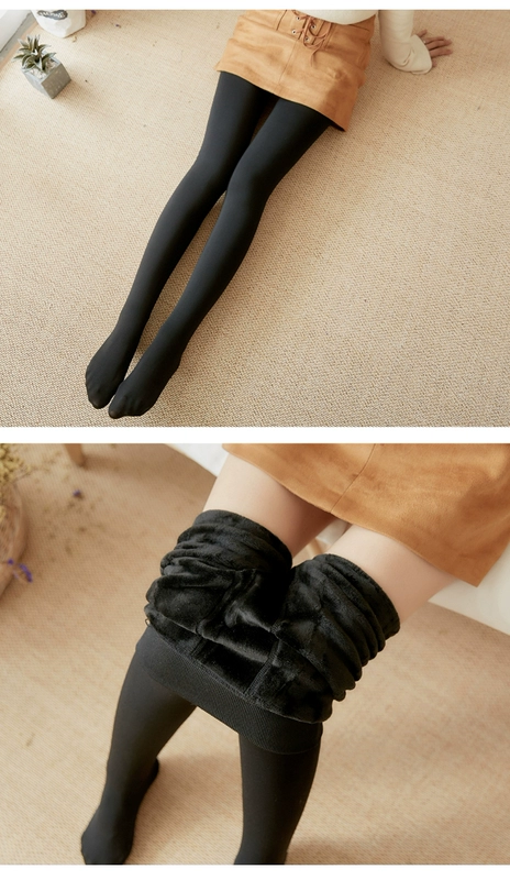 Màu đen cộng với nhung dày romper vớ trong sự ấm áp dày với vớ chân bước trên quần lót một chân chống móc nữ quần tất đen dẫm gót