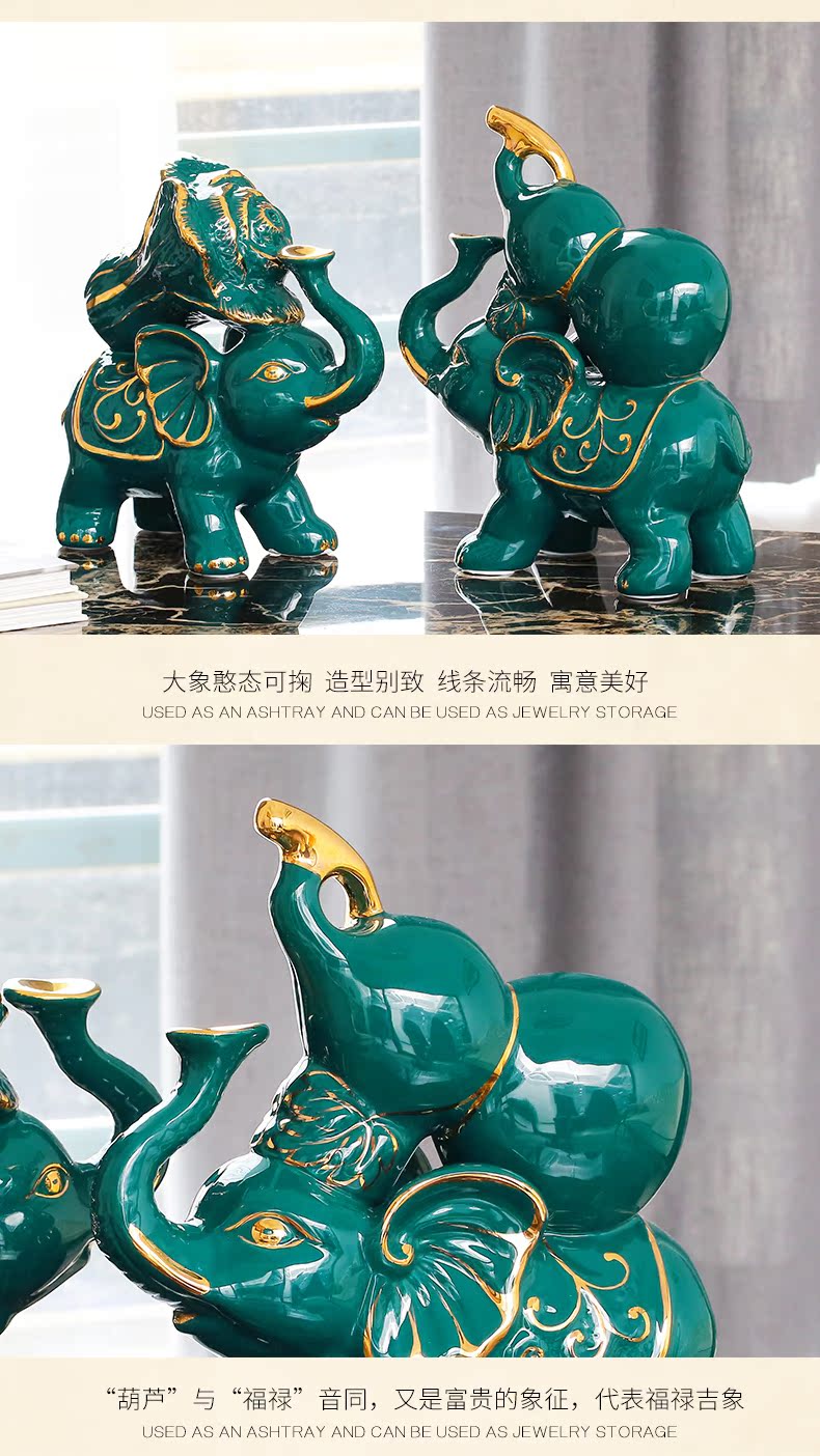 European ceramic elephant furnishing articles auspicious like town house feng shui plutus elephant porch desk light key-2 luxury decoration