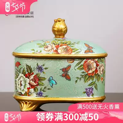 American ceramic storage tank creative European retro home living room wine cabinet entrance decoration Home jewelry jewelry box