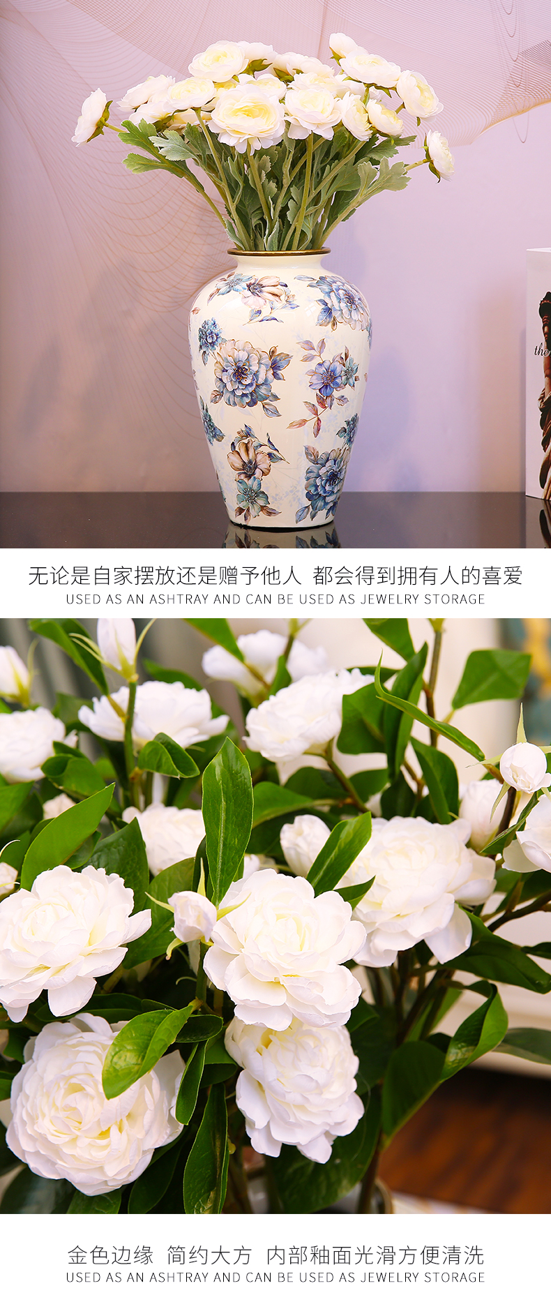American light key-2 luxury ceramic vase furnishing articles sitting room of TV ark, wine porch decoration floral flower decoration decoration