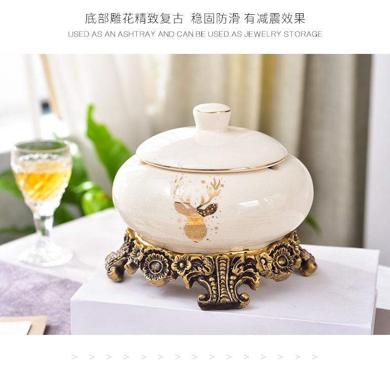 European style living room ashtray creative move trend home furnishing articles tea table with cover female American ceramic restoring ancient ways is large