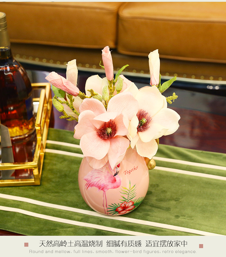 American creative ceramic table flower art furnishing articles European sitting room small and pure and fresh vase floral decoration wedding gift