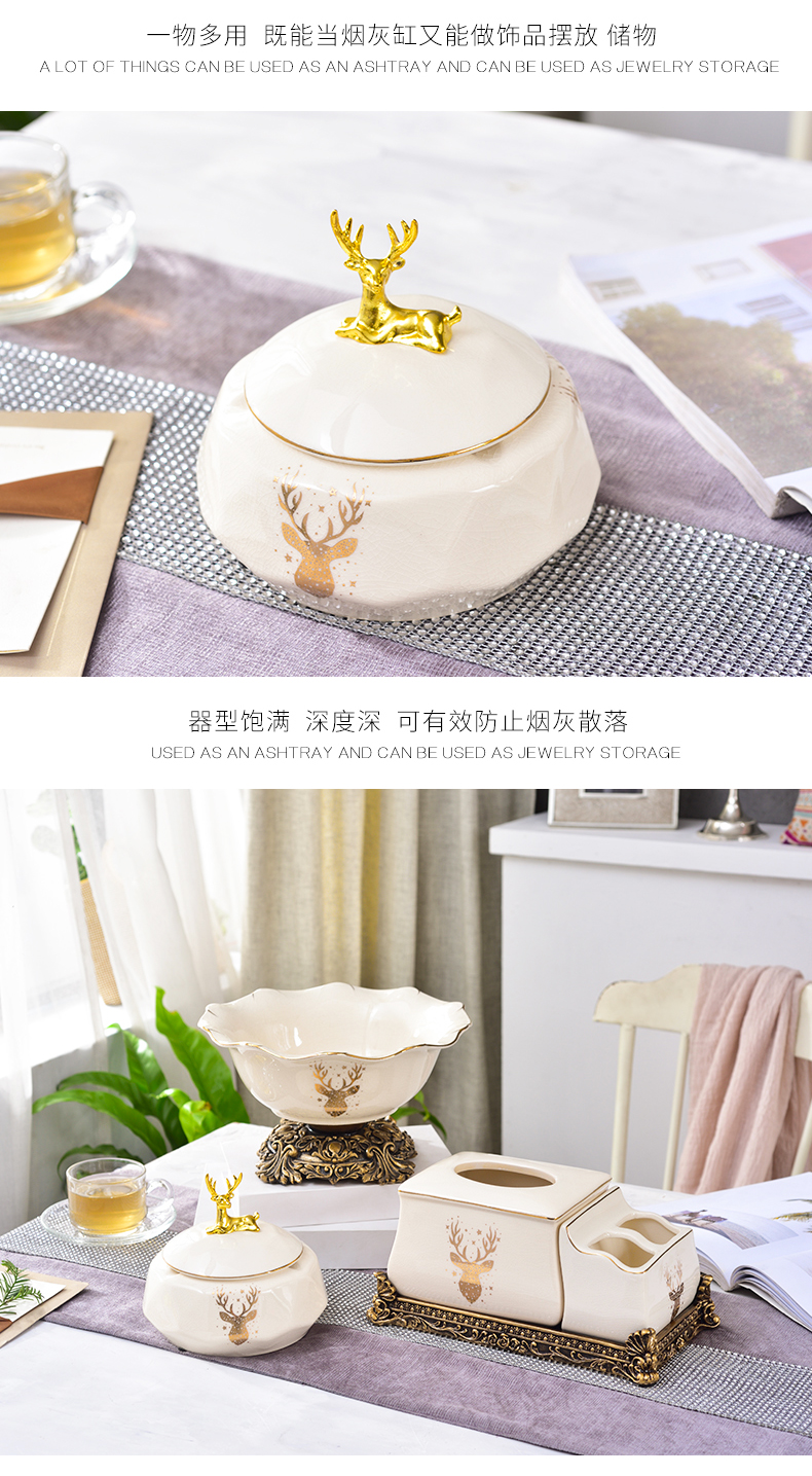 European style living room ashtray creative move trend home furnishing articles tea table with cover female American ceramic restoring ancient ways is large