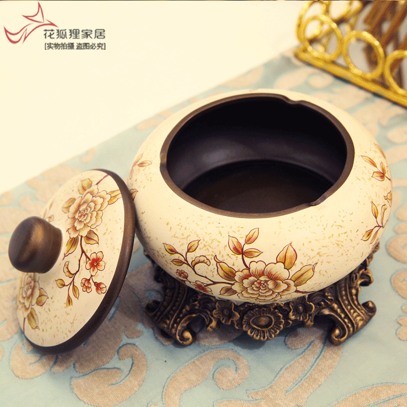 American rural idyll retro creative ashtray with cover sitting room tea table decorations ashtray room move furnishing articles