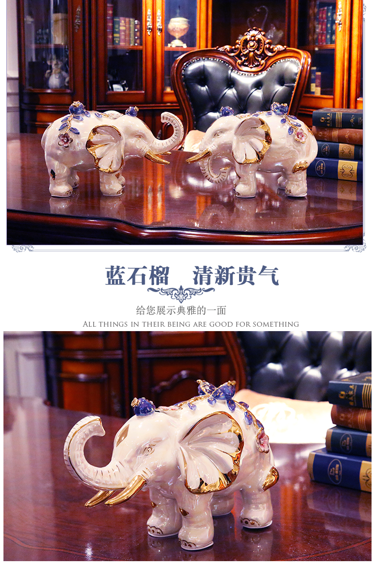 European ceramic lucky elephant place to live in the living room TV cabinet furnishing articles wedding decoration creative wedding gift