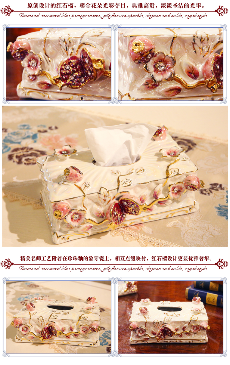 Flower fox European ceramic household adornment tissue boxes sitting room adornment smoke box furnishing articles move smoke box