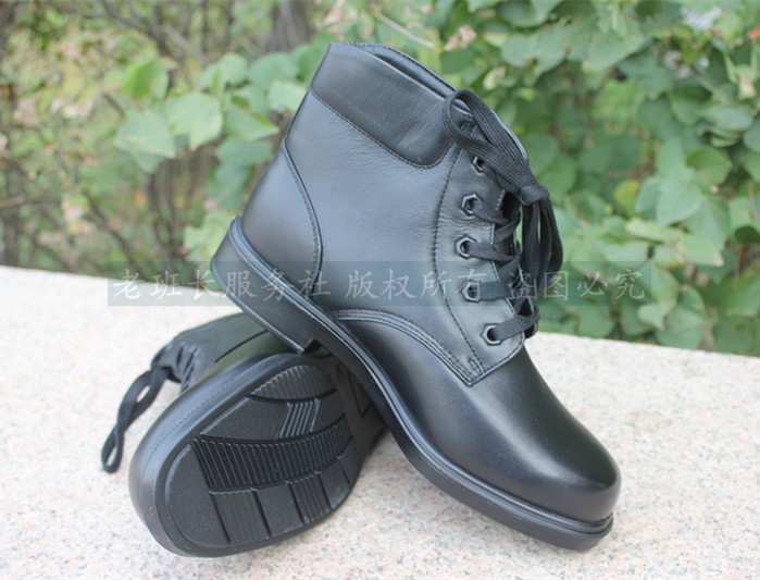 Velvet leather shoes square head plus velvet men's non-slip cotton shoes