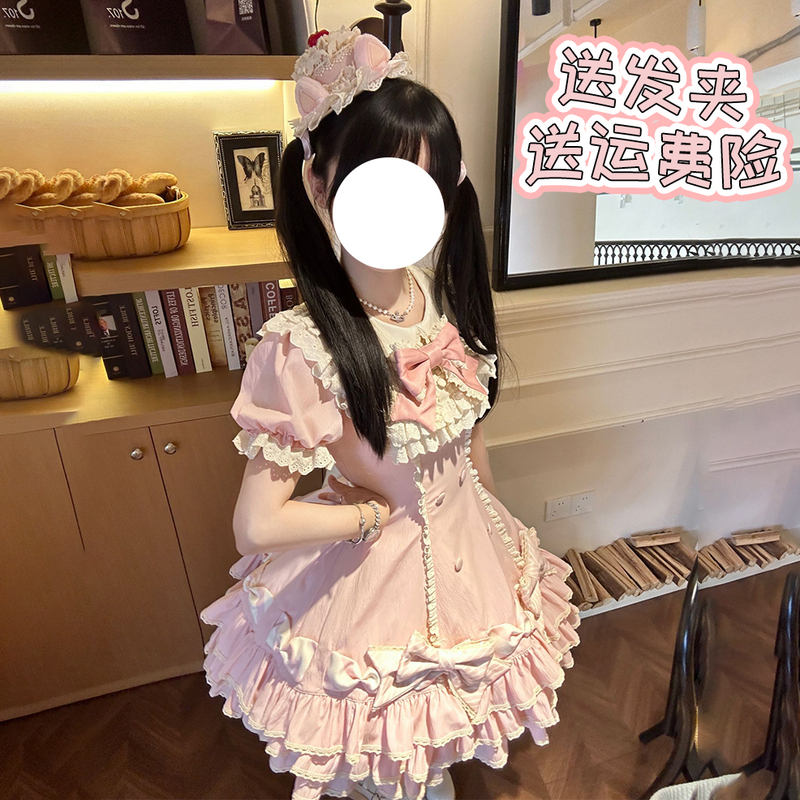 Striped Thousand-Layer Lolita Cake Dress, Cute and Sweet Princess Short-Sleeved Op, Spring, Autumn, Summer Doll-Style New Year's Dress Striped Thousand-Layer Lolita Cake Dress, Cute and Sweet Princess Short-Sleeved Op, Spring, Autumn, Summer Doll-Style New Year's Dress