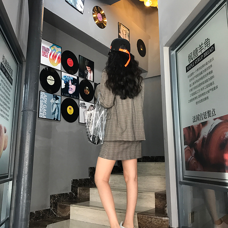 Hợp thời trang đẹp trai kẻ sọc phù hợp với thiết lập Anh chic lưới phù hợp với nữ 2018 mùa xuân áo sơ mi trắng nữ hàng hiệu